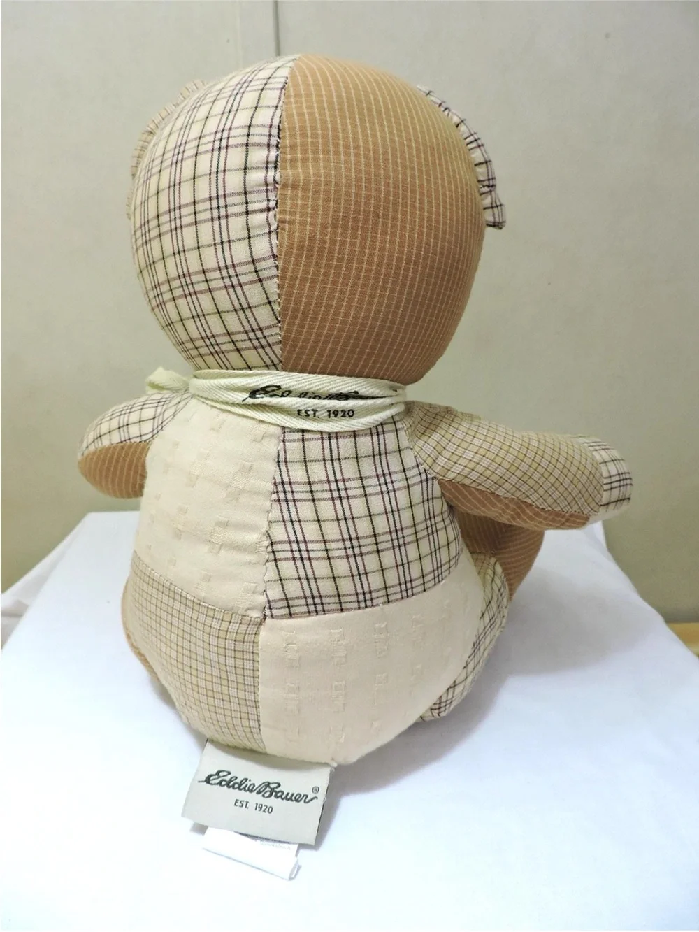 Eddie Bauer Patchwork Beige & Cream Teddy Bear